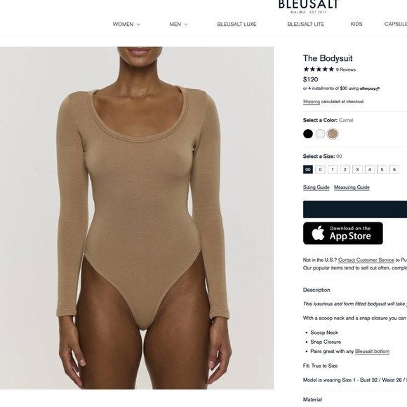 Bleusalt Bodysuit Camel Brown - Picture 1 of 3